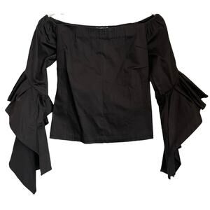 NWT Auth Premonition Australia Black Off Shoulder Blouse Fox Maiden Size 2 XS